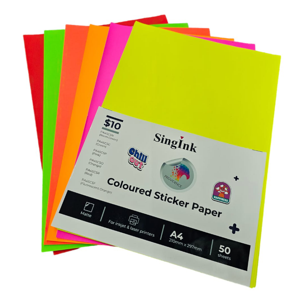 A4 Coloured Sticker Paper 50 Sheets Singink A4 Coloured Sticker Paper 50 Sheets Singink