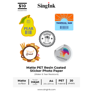 A4 Matte PET Resin Coated Sticker (Water & Tear Resistant)